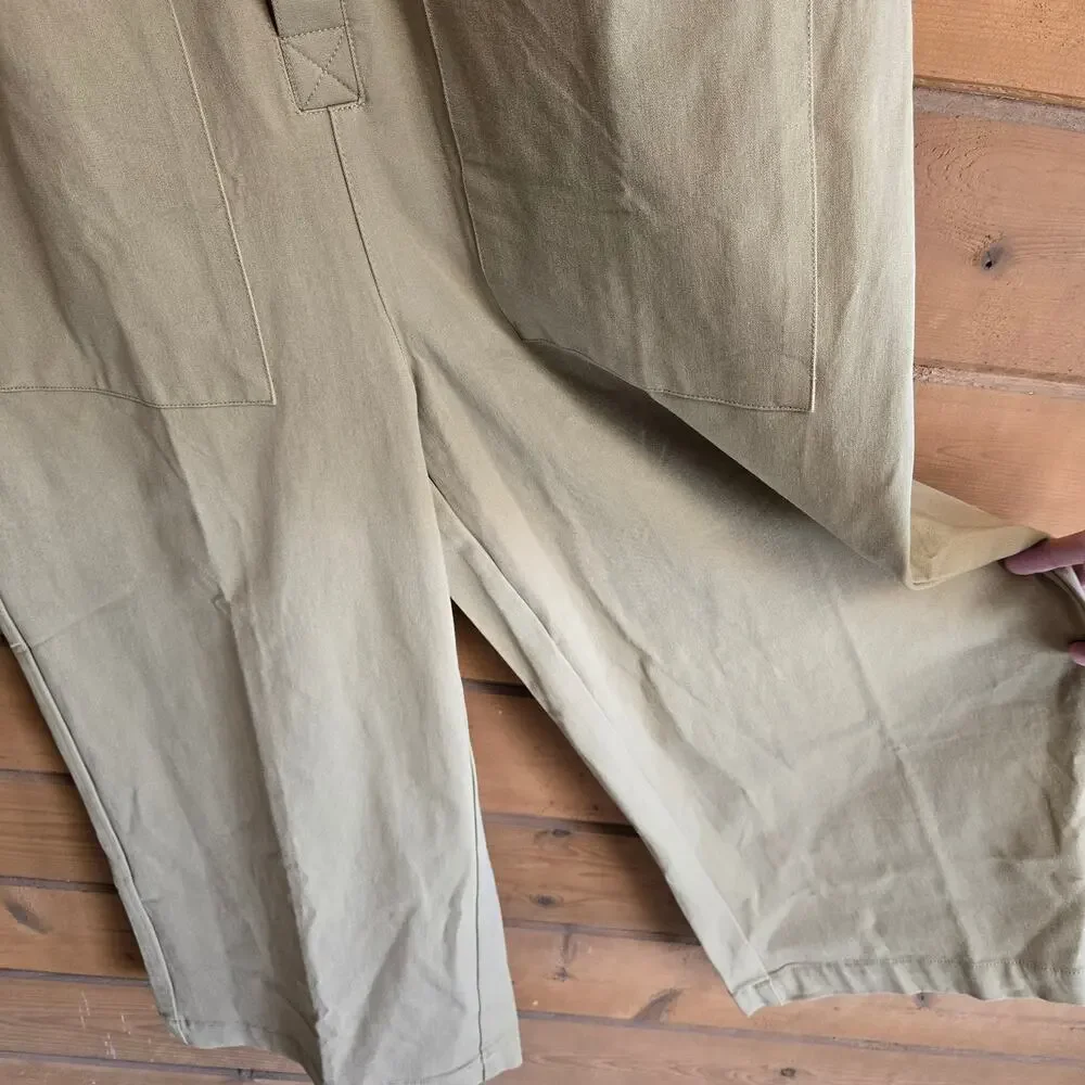Universal Standard Jumpsuit Kate Twill Vintage Khaki NWT XS 10-12 Snap Boho Top - Picture 6 of 6